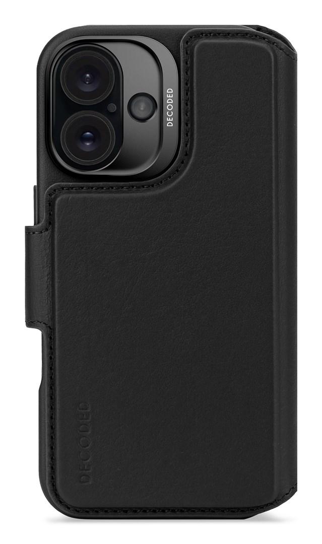 iPhone 16 læderetui med pung, sort billede