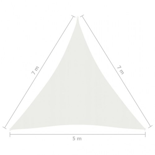 Solsejl 160 g/m² 5x7x7 m HDPE hvid