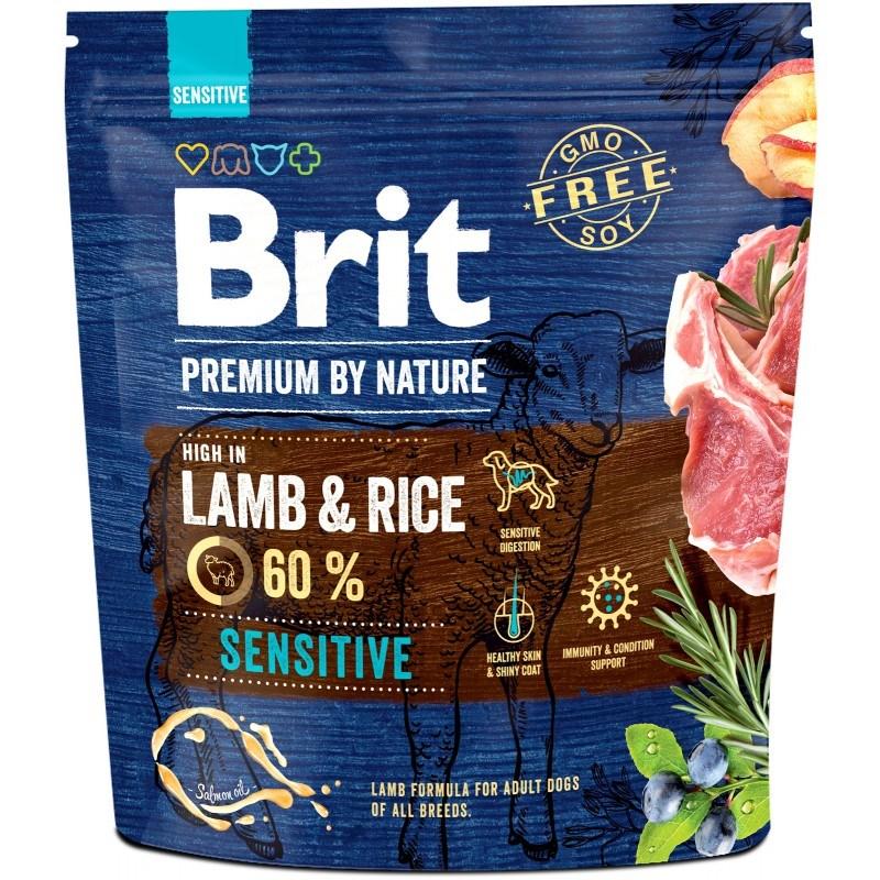 Hundefoder tÃ¸rfoder â Brit Premium by Nature Sensitive Lam & Ris 1 kg