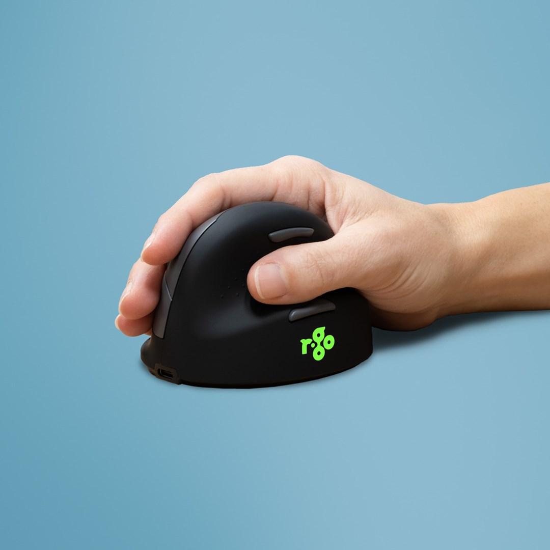Ergonomisk vertikal mus til højre hånd - Bluetooth, sort/sølv
