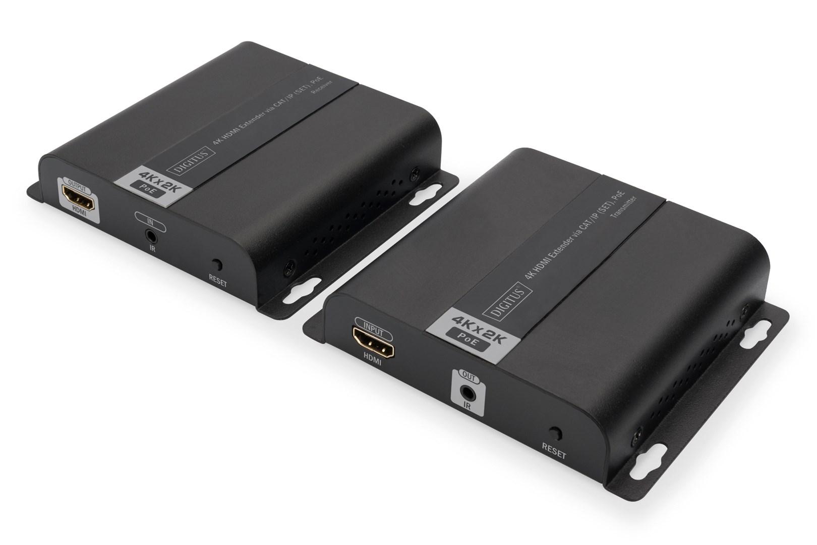 Digitus DS-55124, 3840 x 2160 pixel, AV sender & modtager, 120 m, Ledningsført, Sort