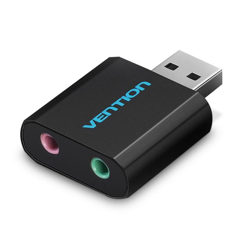 USB lydkort - Vention ekstern sound card, sort metal
