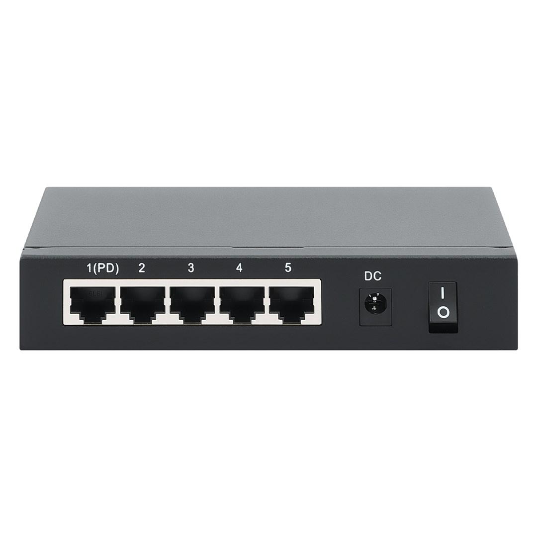 Netværksswitch gigabit 5-port PoE passthrough – Intellinet, drevet via PoE eller AC, 68 W