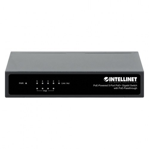 Netværksswitch gigabit 5-port PoE passthrough – Intellinet, drevet via PoE eller AC, 68 W