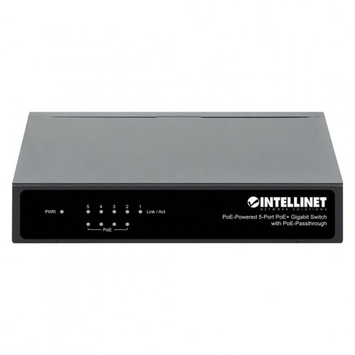 Netværksswitch gigabit 5-port PoE passthrough – Intellinet, drevet via PoE eller AC, 68 W