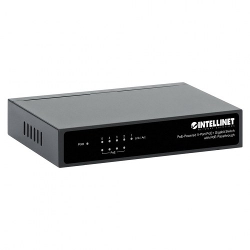 Netværksswitch gigabit 5-port PoE passthrough – Intellinet, drevet via PoE eller AC, 68 W