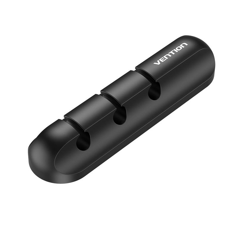 Kabelholder med 5 spor – Vention, sort skrivebords kabelorganisator billede