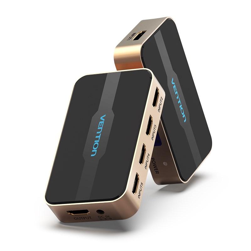 HDMI switch 5 til 1 – Vention, 4K (sort/guld)