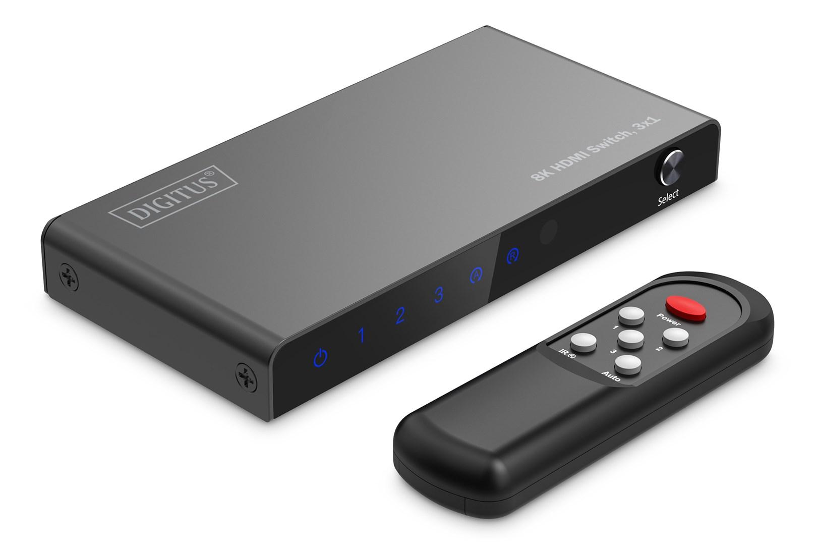 HDMI switch 8K – DIGITUS 3x1 med fjernbetjening billede