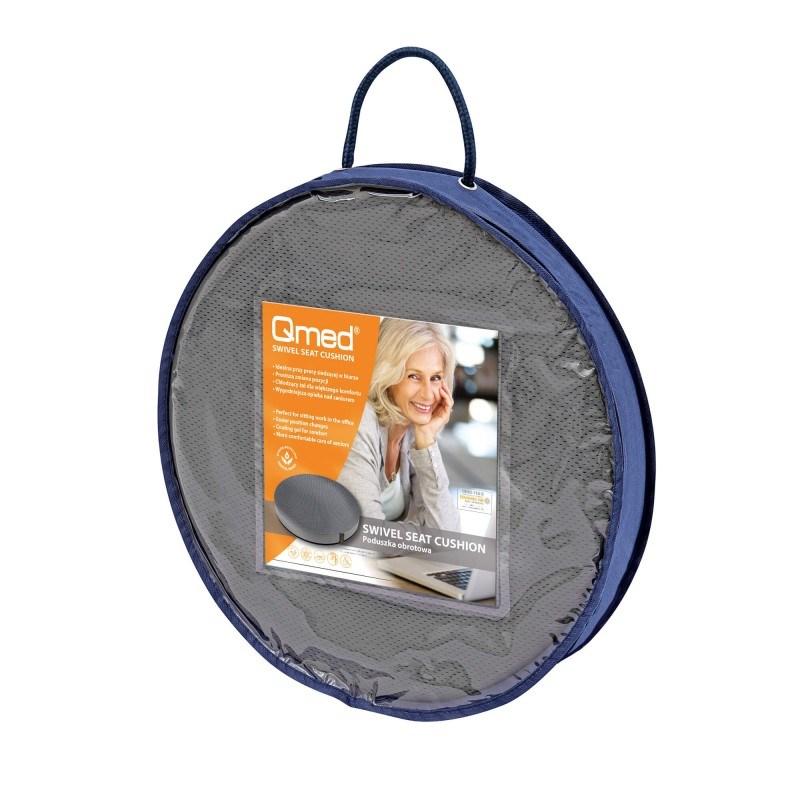 Dreje-sædepude med skum og kølende gel – Qmed, grå, Ø 39 cm