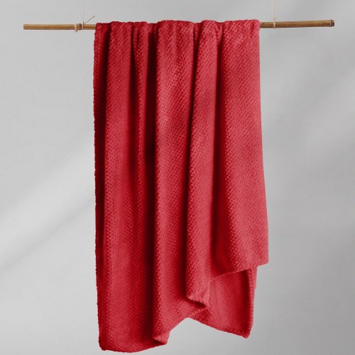 Plaid DecoKing Henry - rød, jacquardpræget, 170×210 cm