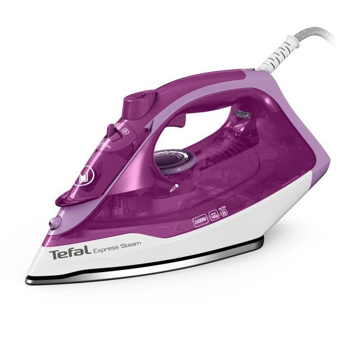 Strygejern med damp Tefal FV2836 - keramisk sål, 2.400 W, lilla/hvid billede