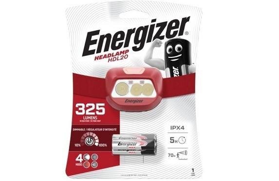 Pandelygte Energizer HDL20 325 lm – rød, 3×AAA