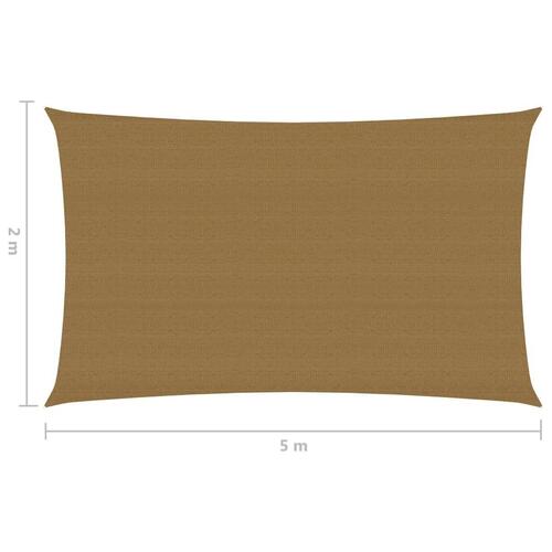 Solsejl 2x5 m 160 g/m² HDPE gråbrun