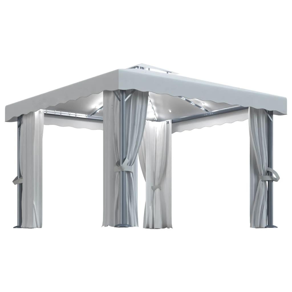 Pavillon Med Gardin Led Lyskæder 3x3 Cremefarvet