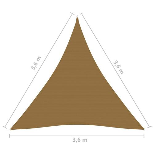 Solsejl 160 g/m² 3,6x3,6x3,6 m HDPE gråbrun