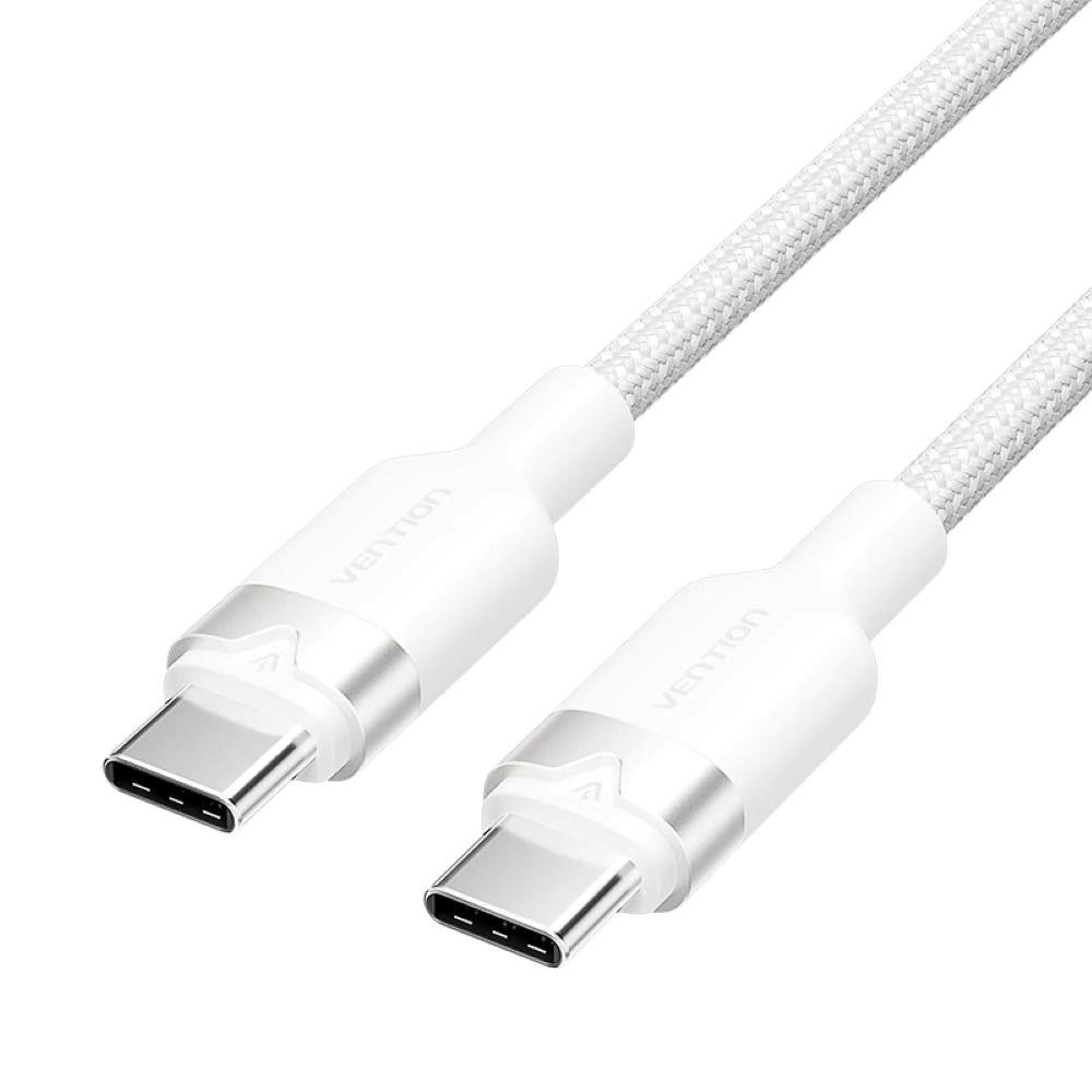 Vention USBâC til USBâC kabel, flettet - 2 m, 60 W, 3 A, 480 Mbit/s - Hvid