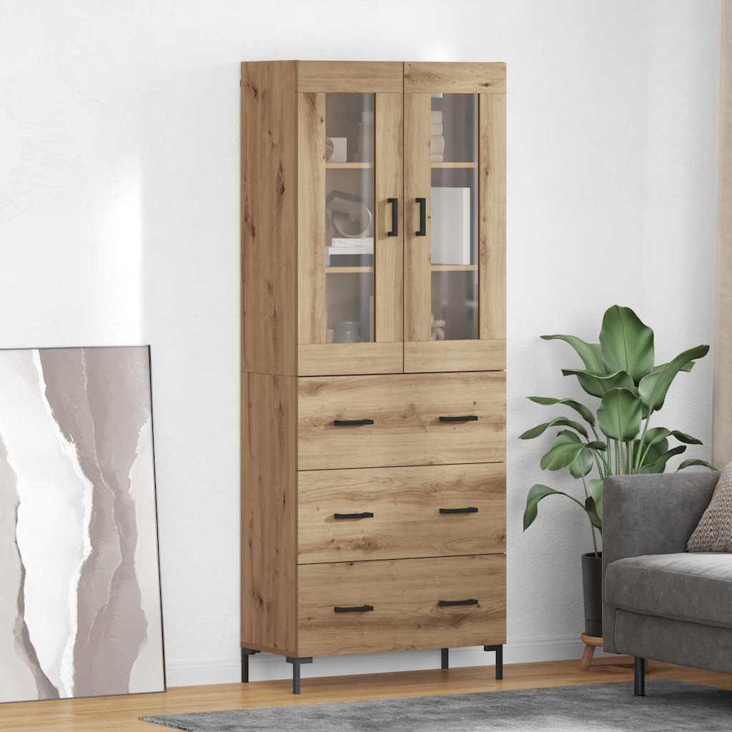 Højskab 69,5X34X180 Cm Konstrueret Træ - artisan eg / 3 skuffer