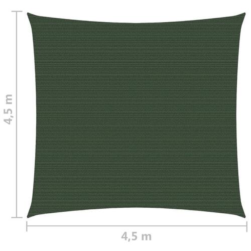 Solsejl 4,5x4,5 m 160 g/m² HDPE mørkegrøn