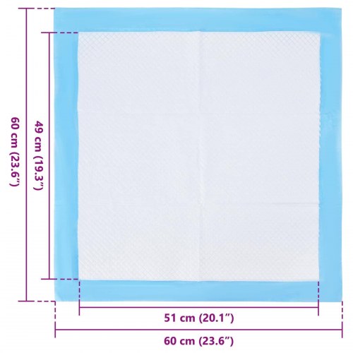 Træningsmåtter til kæledyr - 50 stk, blå/hvid, 60 × 60 cm, non-woven