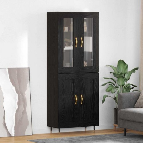 Highboard 2 stk Sort eg 69,5 x 34 x 180 cm Konstrueret træ