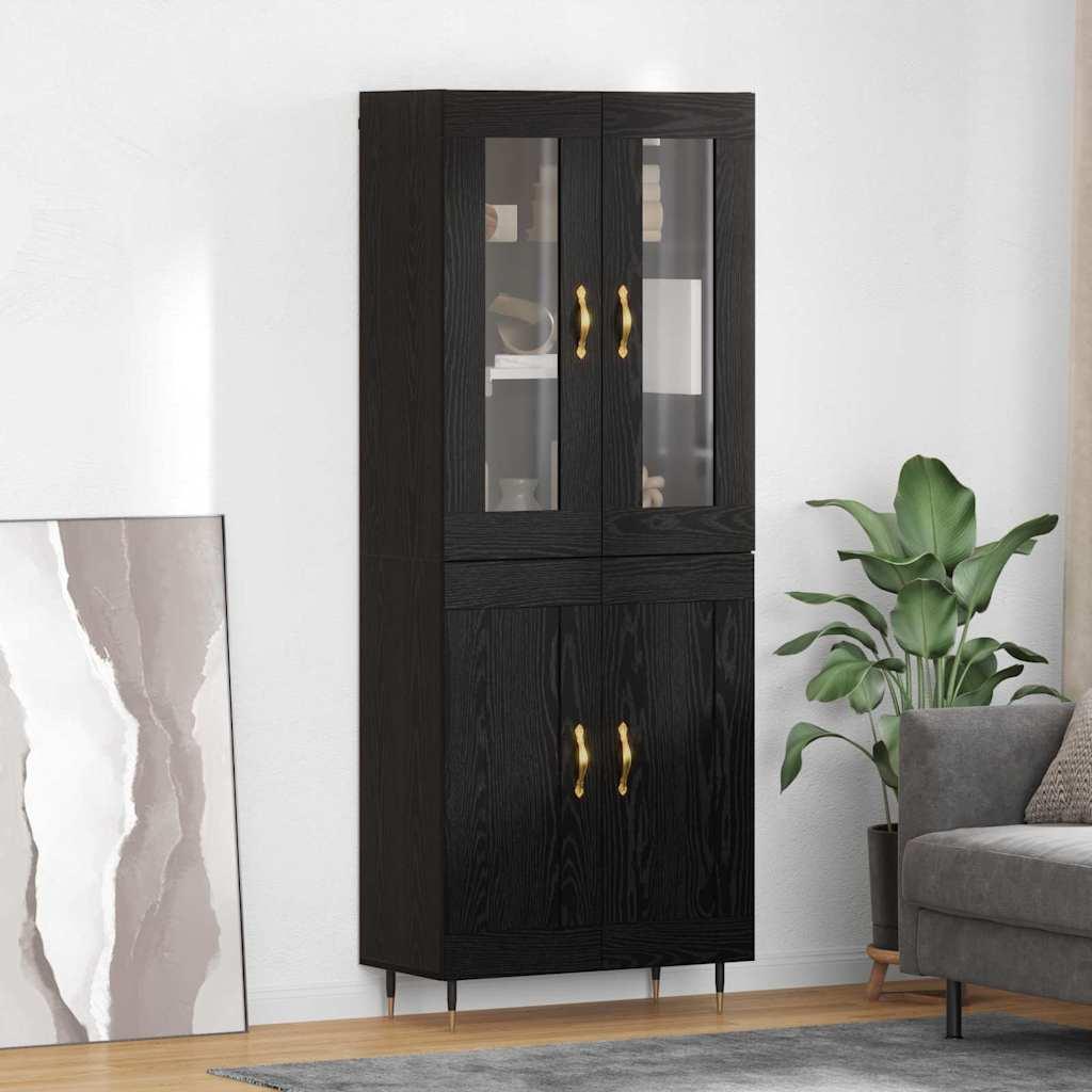 Highboard 2 stk Sort eg 69,5 x 34 x 180 cm Konstrueret træ