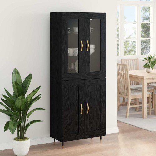 Highboard 2 stk Sort eg 69,5 x 34 x 180 cm Konstrueret træ