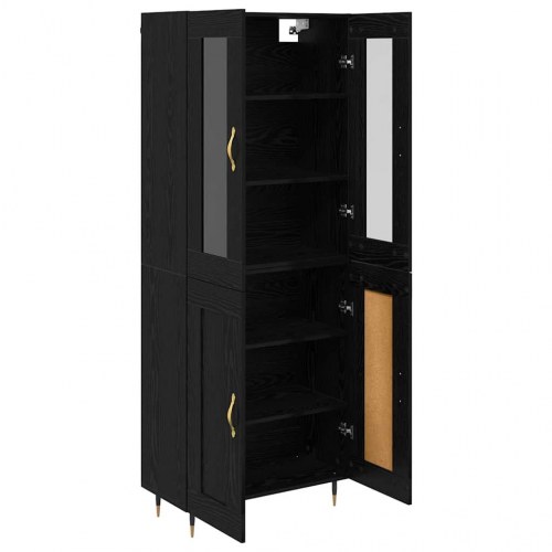 Highboard 2 stk Sort eg 69,5 x 34 x 180 cm Konstrueret træ