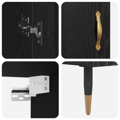 Highboard 2 stk Sort eg 69,5 x 34 x 180 cm Konstrueret træ