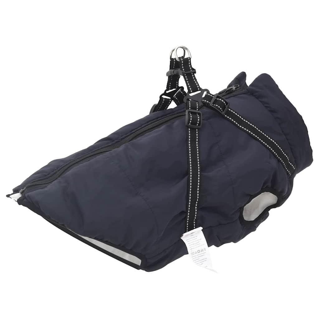 Hundejakke mørkeblå L52 i fleece og polyester med sele
