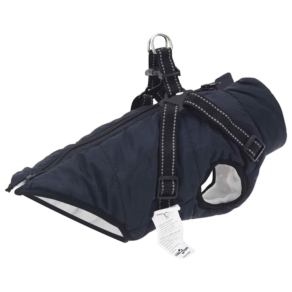 Hundejakke med sele Mørkeblå L28 Fleece og polyester