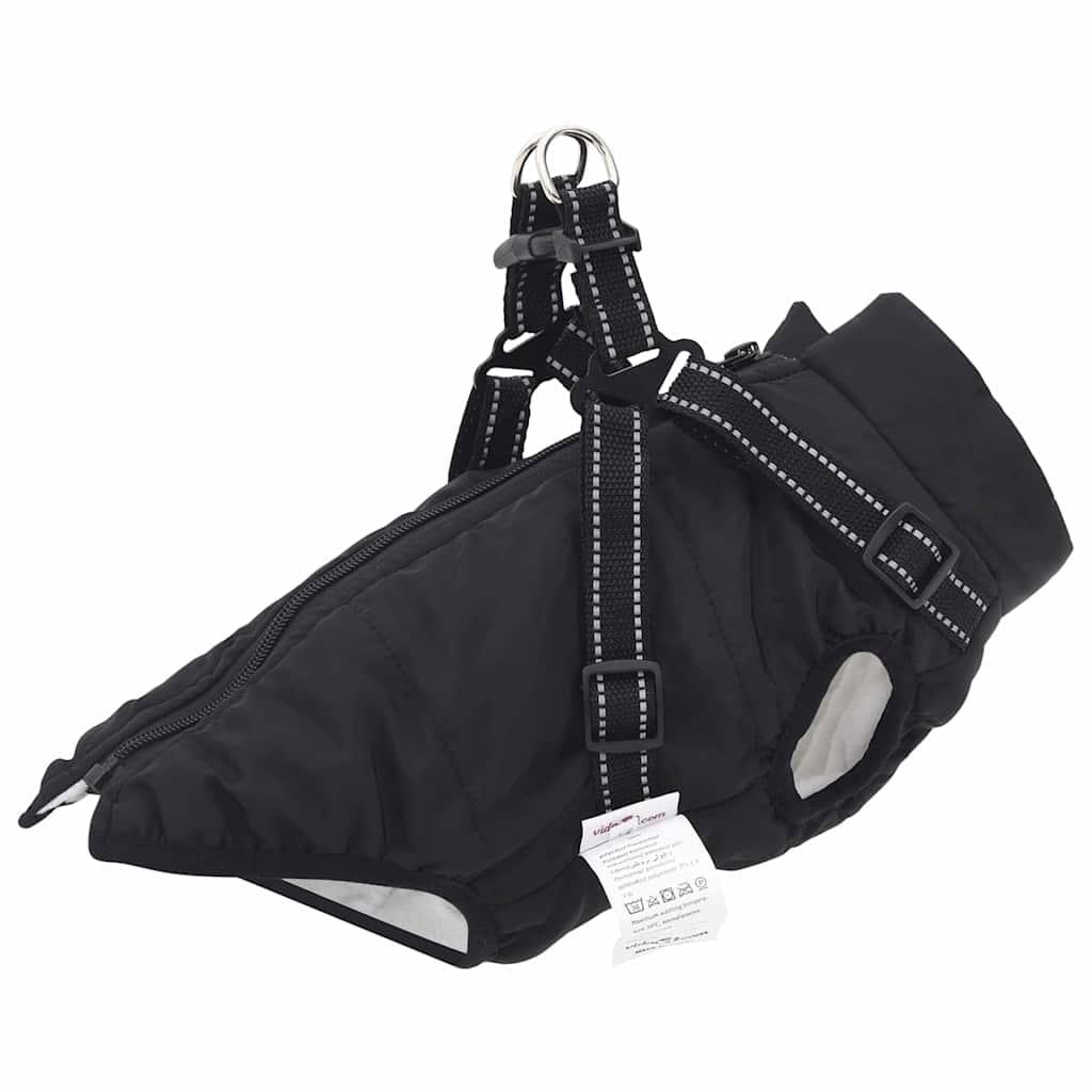 Hundejakke med sele Sort L36 Fleece og polyester
