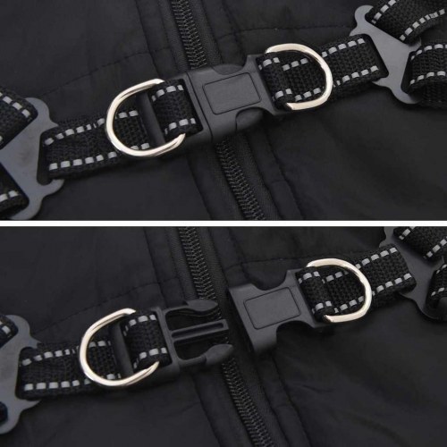 Hundejakke med sele Sort L24 Fleece og polyester