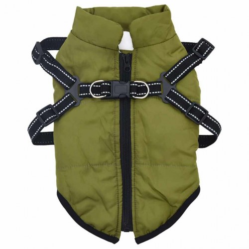 Hundejakke army grøn L32 - fleece og polyester
