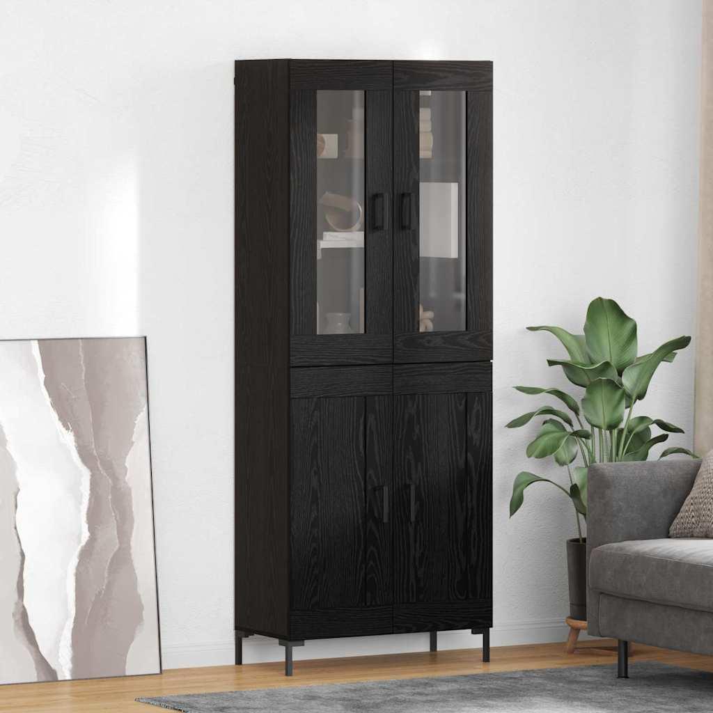 Højskab 69,5X34X180 Cm Konstrueret Træ - Sort eg / 2 trælåger