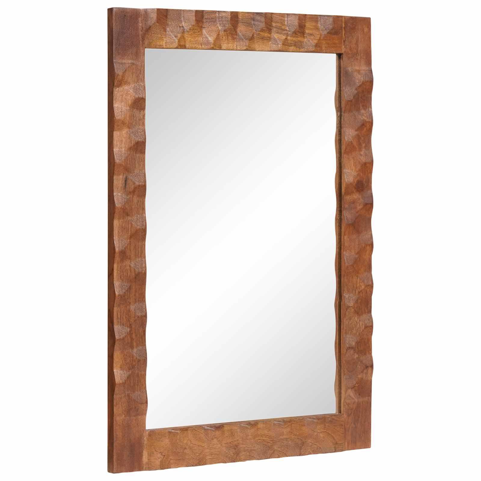 Badeværelsesspejl med spejl Acacia Brun Finish 50 x 70 x 2,5 cm