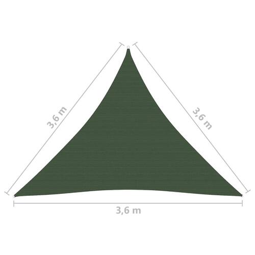 Solsejl 3,6x3,6x3,6 m 160 g/m² HDPE mørkegrøn