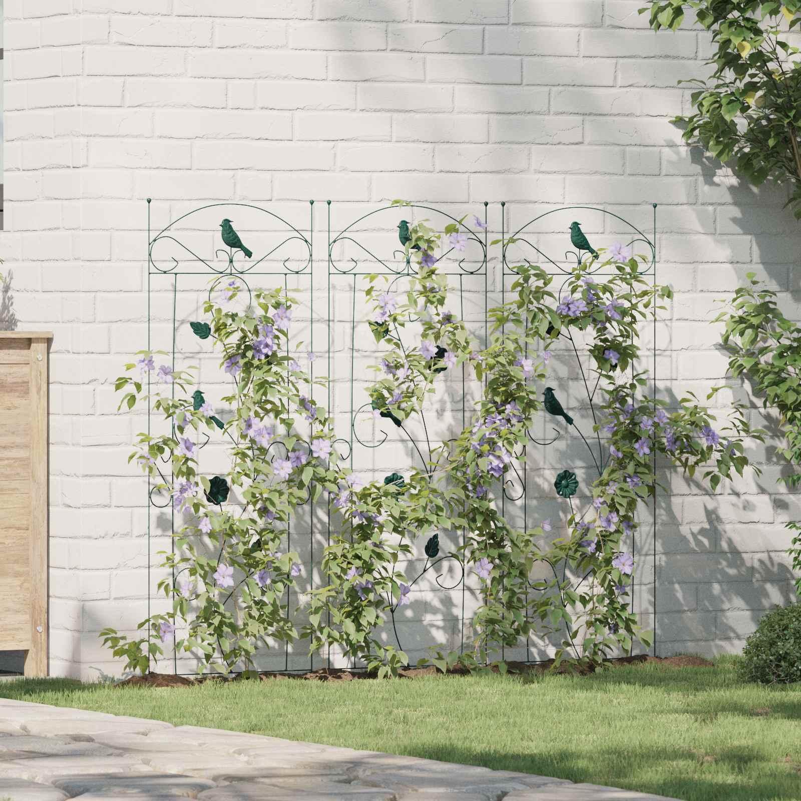 Havehegn Espalier 3 stk Grøn 112 x 40 cm Stål