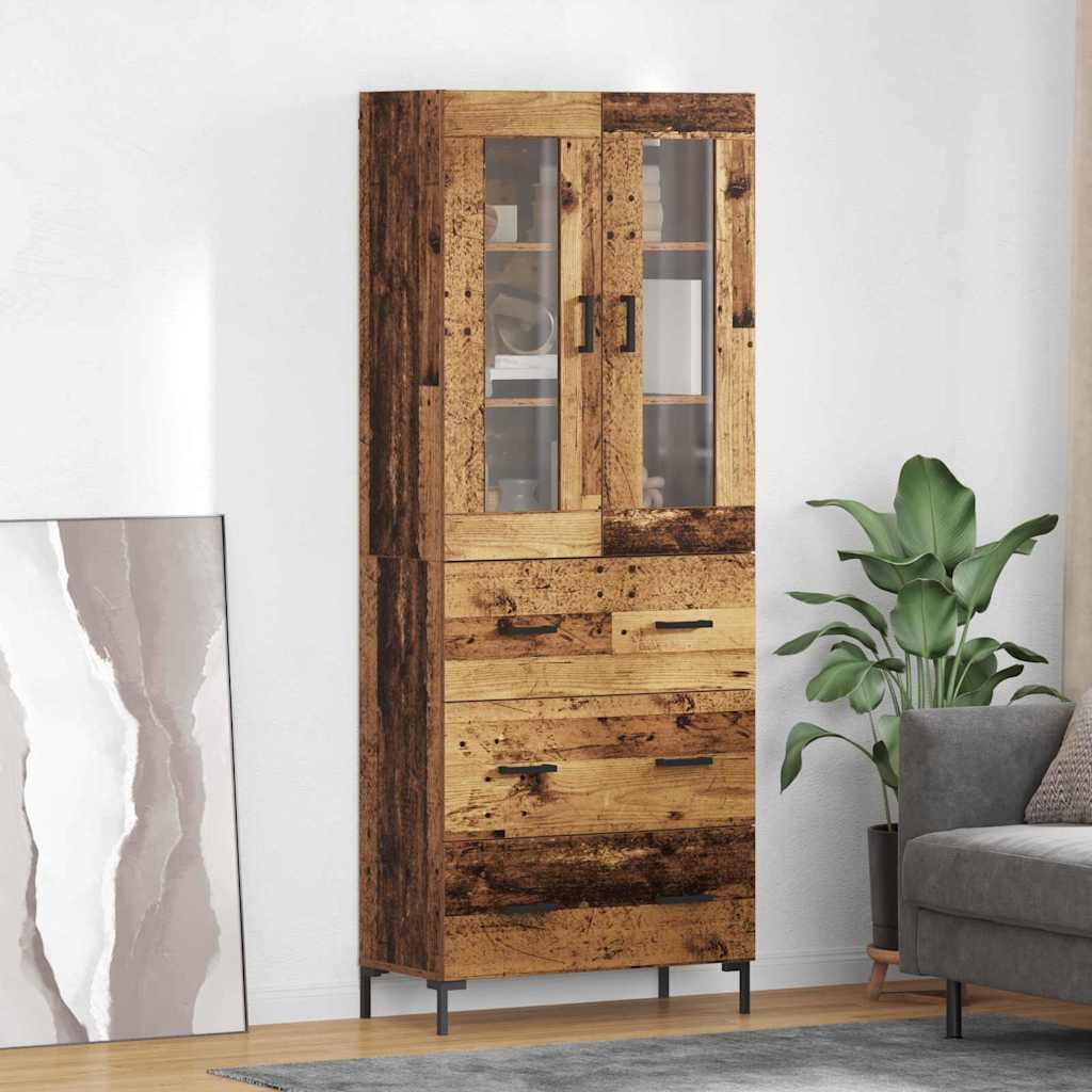 Højskab 69,5X34X180 Cm Konstrueret Træ - Gammelt træ / 3 skuffer