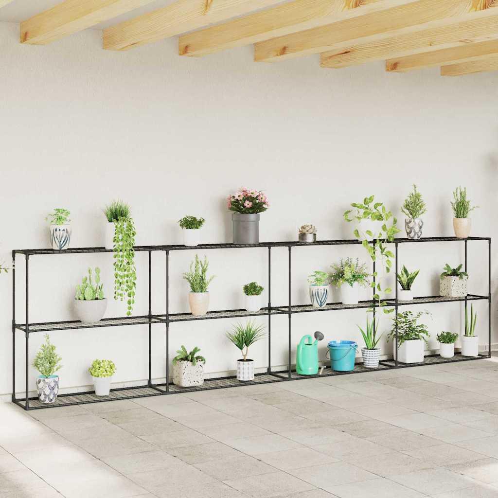3-etagers planteholder Sort 400 x 32 x 104 cm StÃ¥l