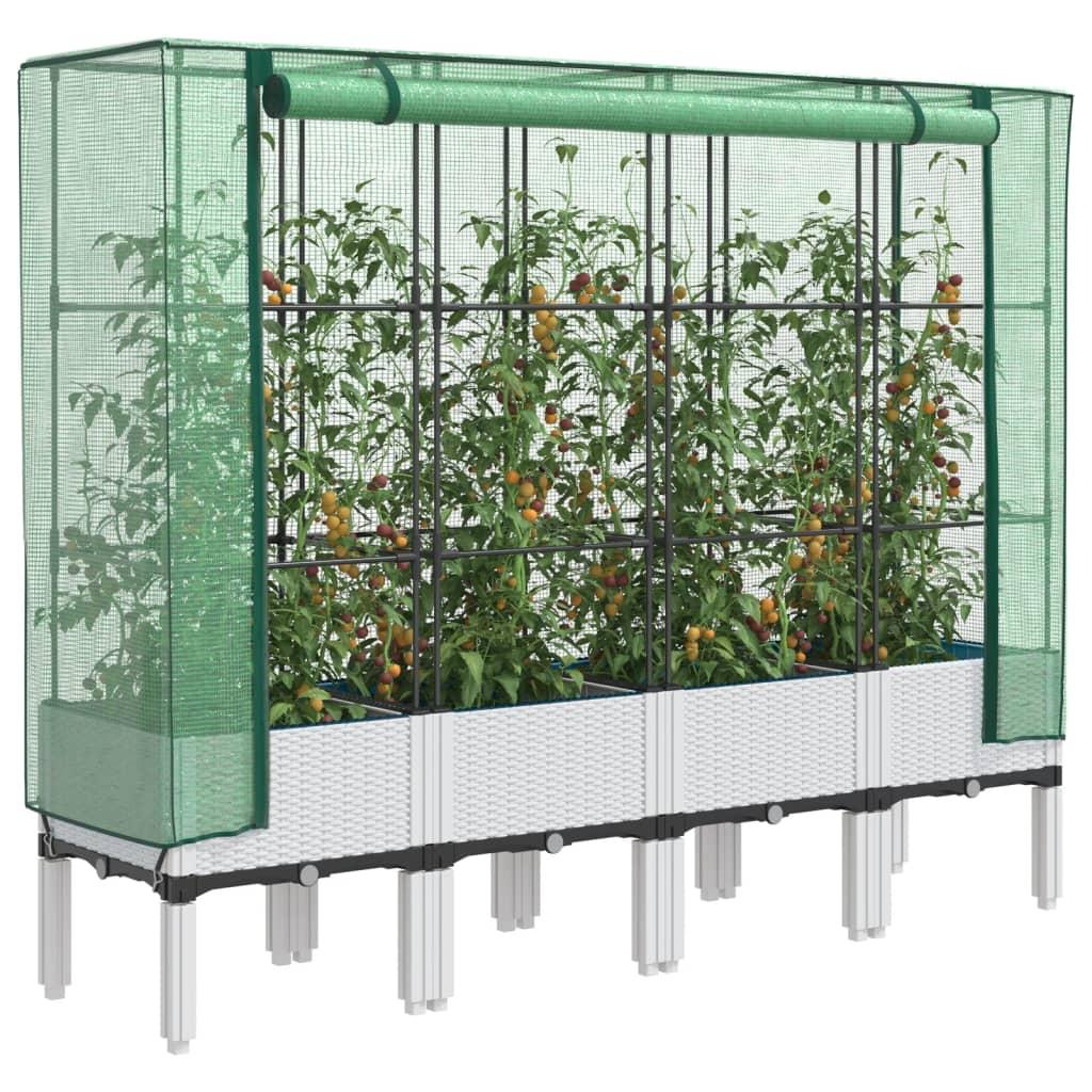 Højbed med drivhusovertræk 160x40x140 cm rattan-look