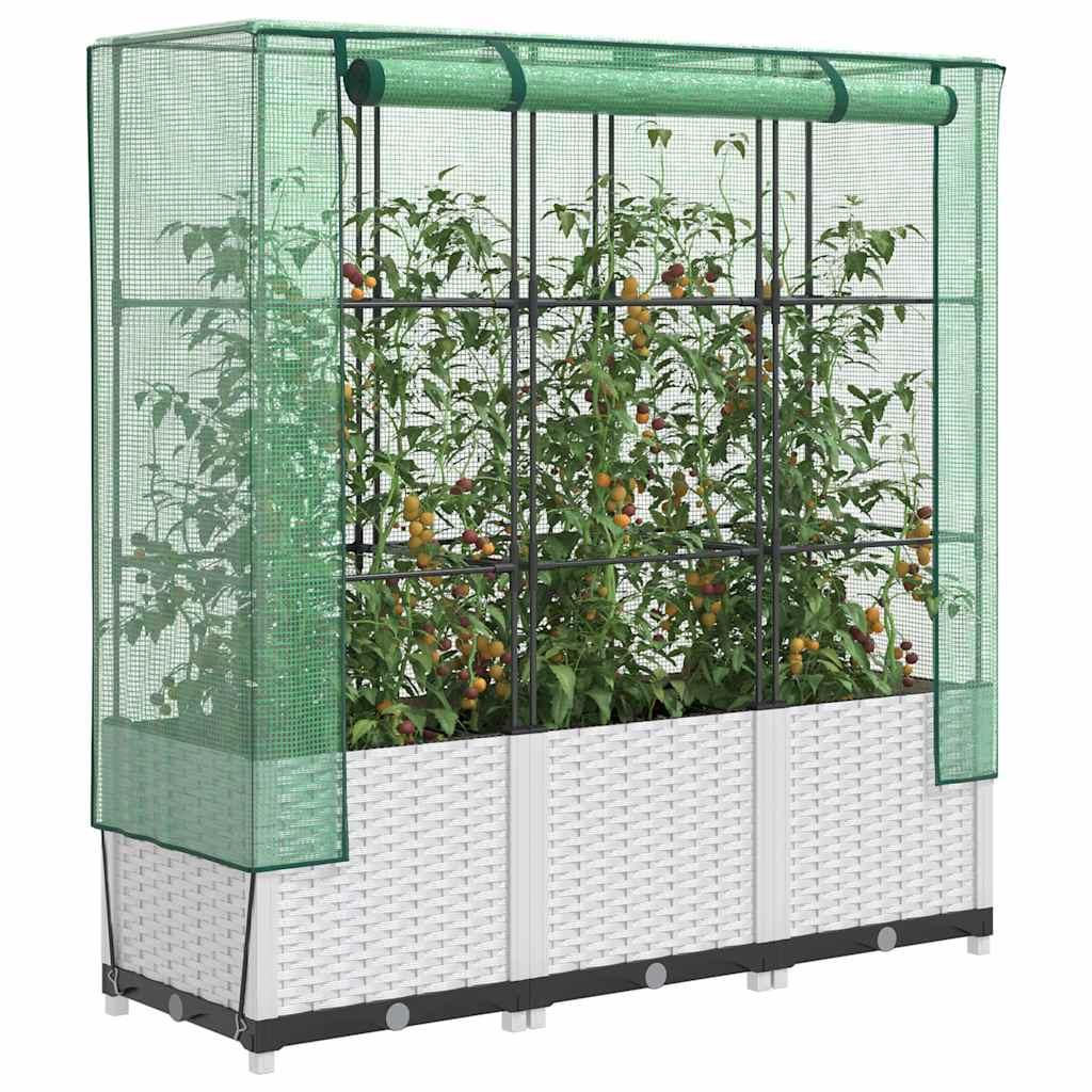 Højbed med drivhusovertræk 120x40x138 cm rattan-look