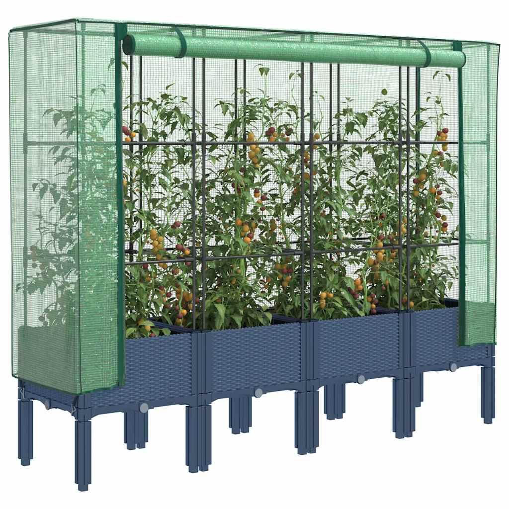 Højbed med drivhusovertræk 160x40x140 cm rattan-look