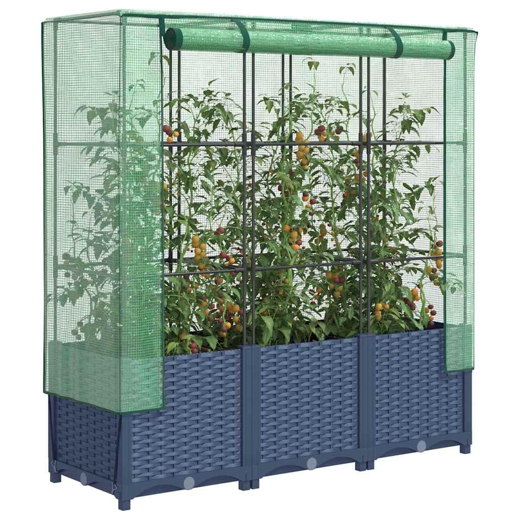 Højbed med drivhusovertræk 120x40x138 cm rattan-look