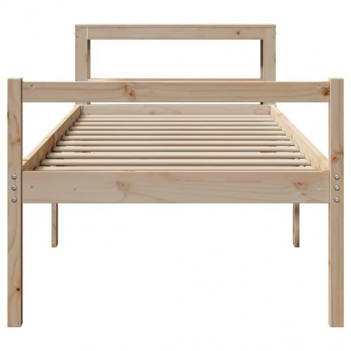 Seniorseng med sengegavl 90 x 190 cm i massivt fyrretræ