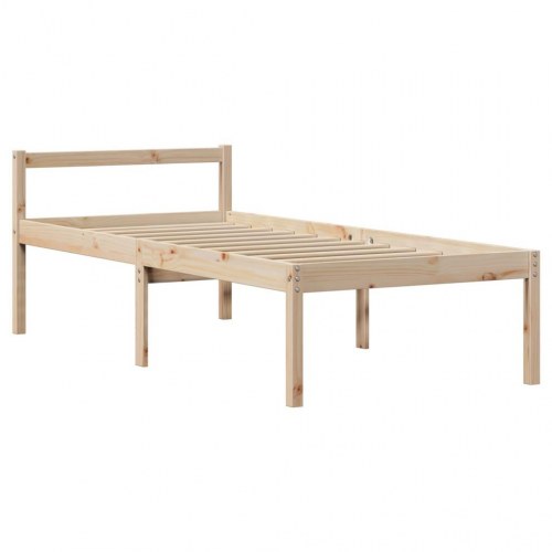 Seniorseng med sengegavl 90 x 190 cm i massivt fyrretræ