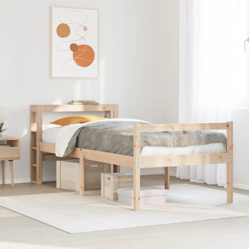 Seniorseng med sengegavl 75x190 cm massivt fyrretræ