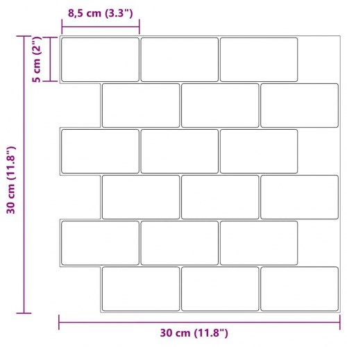 Subway flise 20 stk Hvid marmor 30,5 x 30,5 cm