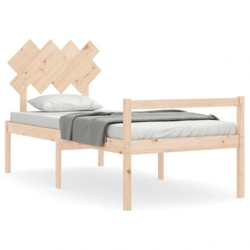 Seniorseng i massivt fyrretræ med sengegavl - 90 x 190 cm