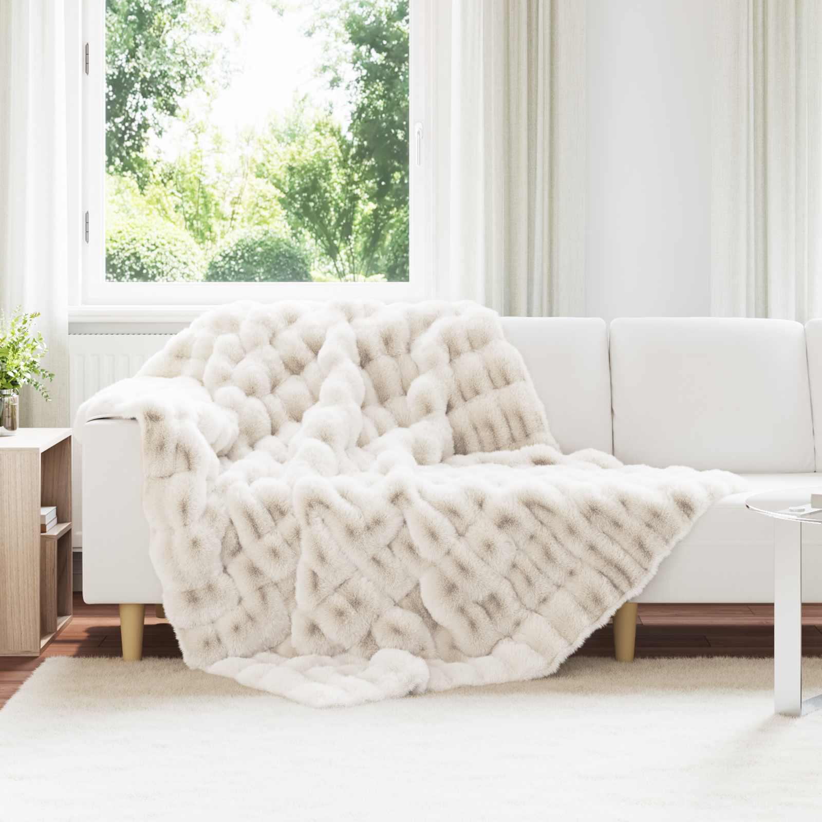 Faux Kanin Pels TÃ¦ppe Hvid 150 x 220 cm Polyester